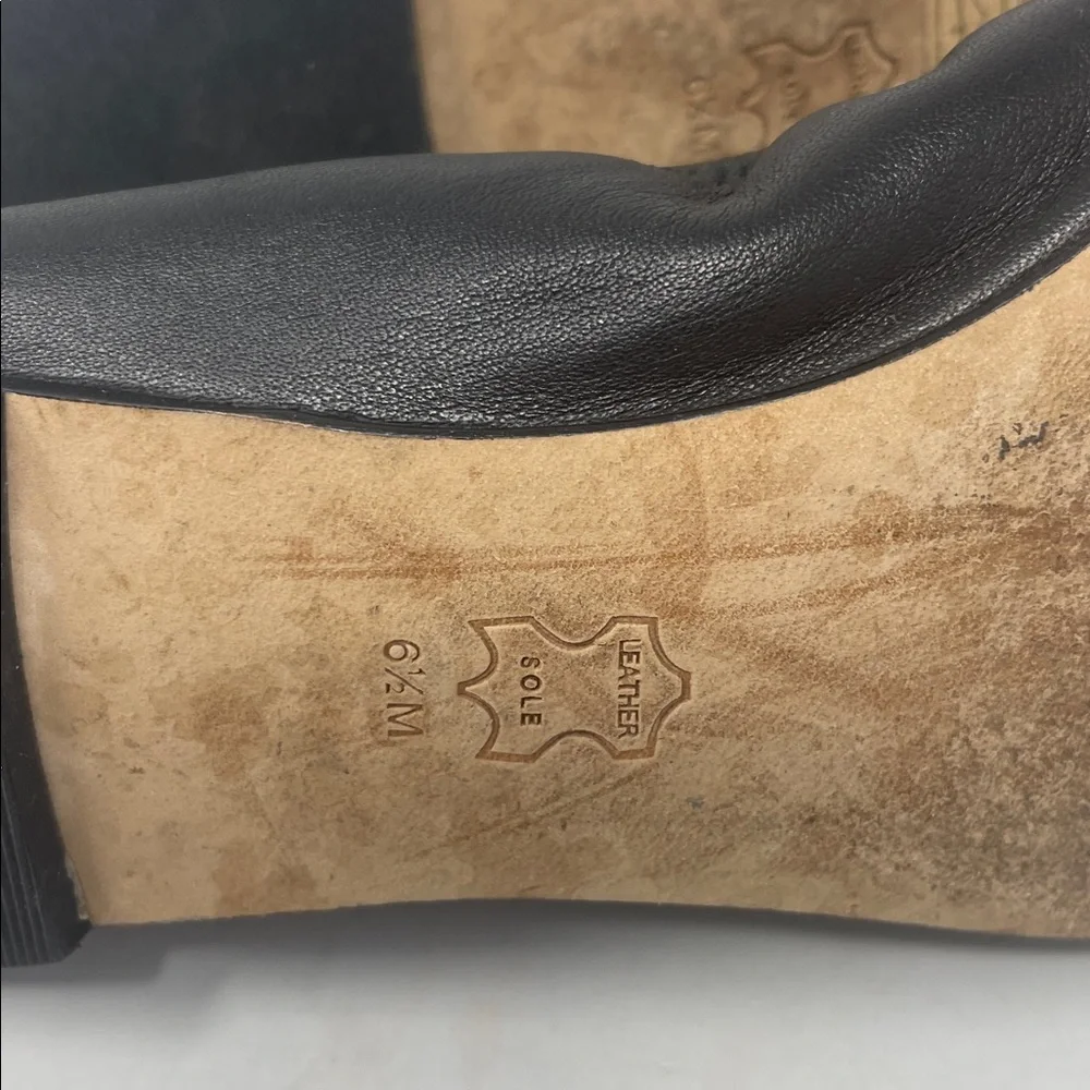 Tory Burch Black Ballet Flats with Silver Rhinestone Logo Size 6.5